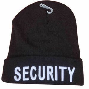 Security Officer Black Cuffed Knit Beanie Hat